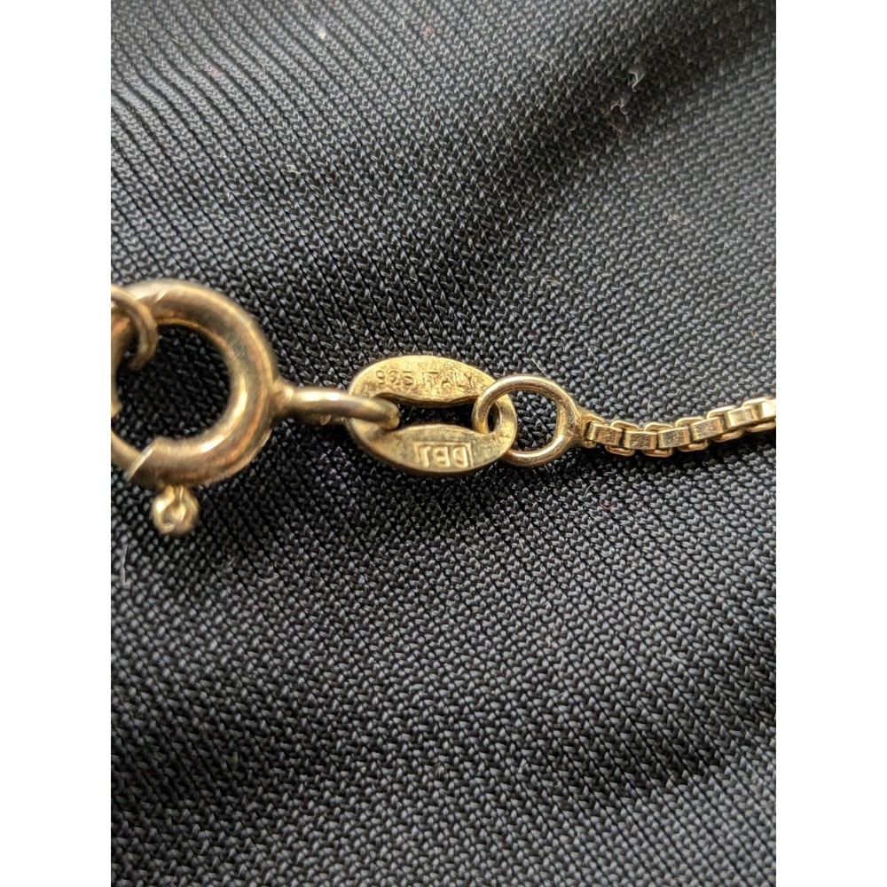 Vintage DBJ 925 Italy Gold Vermeil Box Chain Sapphire Diamond Accent Flower...